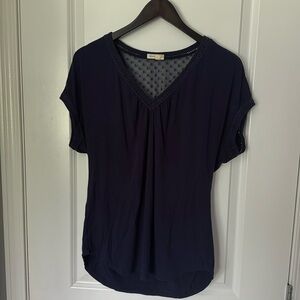 Blue short sleeve sheer back Tshirt